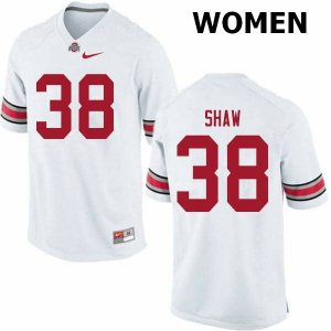 NCAA Ohio State Buckeyes Women's #38 Bryson Shaw White Nike Football College Jersey TEU0545RJ